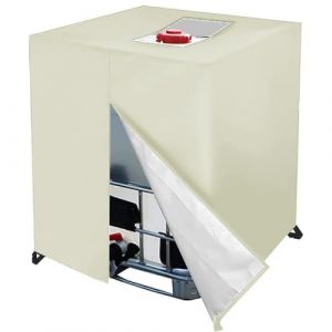 Couvercle de Réservoir d'eau, 420D Oxford Bâche IBC 1000L Conteneur Citerne Housse Protection- Anti-poussière Anti-Pluie Anti-UV avec Fermeture éclair, pour Extérieur (Beige) (WDLJXZ, neuf)
