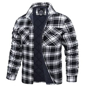 TACVASEN Veste de B&ucirc;cheron Matelass&eacute;e pour Homme Chemise de Travail D&eacute;contract&eacute;e en Flanelle a Carreaux Manches Longues,Noir,3XL (TACVASEN-EU, neuf)