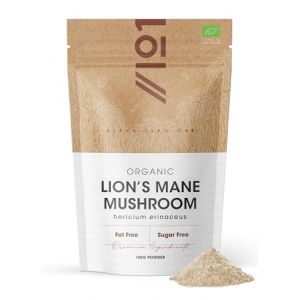 Poudre de crini&egrave;re de lion bio 100 g &ndash; Pure Hericium Erinaceus Powder &ndash; Sachet refermable et recyclable &ndash; par Alpha01 (Revive Naturals, neuf)
