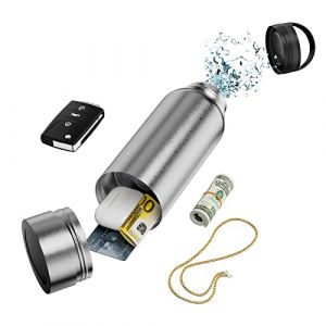 Bouteille D'eau Sûre avec Compartiment Secret Caché - Boîte de Rangement en Acier Inoxydable pour Billets, Clés, Clés de Voiture - Le fond se Dévisse pour Ranger vos Objets de Valeur 1.18L (Domemit FR Shop, neuf)