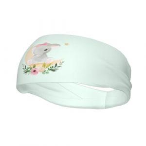 Éléphant assis sur la lune avec des bandeaux de fleurs hommes femmes bandeau de sport antidérapant évacuant l'humidité pour la salle de sport basket-ball yoga bandeaux de cheveux (ruianshihuichenjiayouzhanguanliyouxiangongsi, neuf)