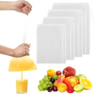 THQAE 8 Pièces Sac Filtrant, Etamine Alimentaire, Etamine pour Confiture, Passoire Tissu Blanc, Nylon, Sac Filtrant pour Jus de Légumes et Fruits, Café, Lait Avoine, Lait Vegetal (4 tailles) (ProTechika OÜ, neuf)