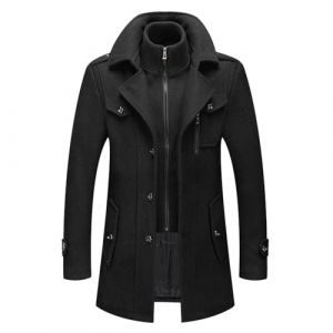 G&eacute;n&eacute;rique Manteau d'hiver en Veste 3/4 pour Homme Trench Coat Classique Parka Chaud Manteaux Chaude en Laine avec Revers D&eacute;contract&eacute; Caban Slim Fit &Eacute;l&eacute;gant Business D&eacute;contract&eacute;e (FEMME VOGUE, neuf)