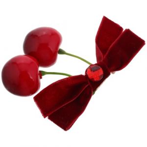 VILLFUL Pince &agrave; Cheveux N&oelig;ud Cerise Rouge Velours, Clip Alligator Petit Taille, Accessoire Coiffure Mignon pour Femmes et Filles, D&eacute;coration Cheveux Quotidienne &Eacute;l&eacute;gante (WANHALA, neuf)