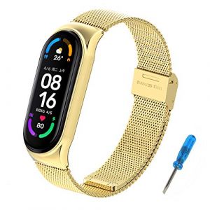 BDIG Bracelet Compatible pour Xiaomi Mi Band 5 & Miband 6, Xiaomi Miband 4/3 Metal Bracelet Ajustable en Acier Inoxydable Watch Bracelet de Remplacement pour Mi Band 3/4/5/6 (B-DIG Store, neuf)