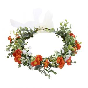 SLXLYH Serre-tête à fleurs pour femme - Couronne de feuilles pour fête de mariage - Couronne de cheveux - Pour séance photo (orange B) (anbeidianzi, neuf)