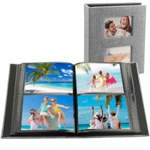 Album Photo 10x15, 200 Photos Album Photo Pochette, Album Photo Grand Format, Couverture en Lin Naturel Album Photo, Album Photos, pour Famille, Mariage, Voyage(Gris) (DHKJEU, neuf)