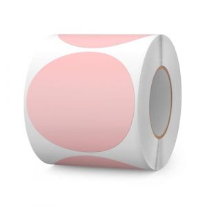 FINDAT Étiquettes Autocollantes Rondes 76 mm Rose Rouleau Vinyle 500 Gommettes Imperméable Écriture Marqueur pour Déménagement Bureau (ZHIYUU, neuf)