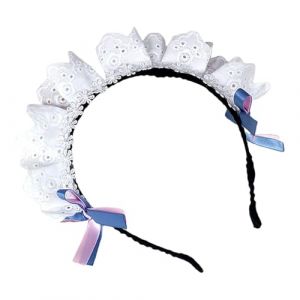 Bandeau à cheveux avec nœuds en dentelle pour femme de chambre Anime Jeu de rôle Bandeau avec nœud pour tenue décontractée ou costume (angelliu, neuf)