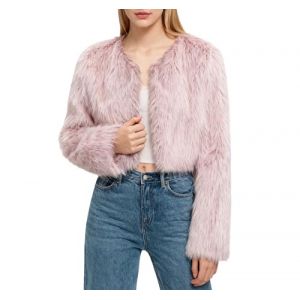 Amazhiyu Manteau en fourrure pour femme, veste courte en fausse fourrure, manteau en fausse fourrure, manteau doubl&eacute; polaire, manches longues, manteau en fausse fourrure, manteau d'hiver, vestes &agrave; col (yuyingshanghang, neuf)