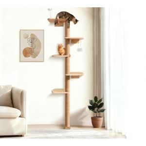 HFHOME Grand arbre &agrave; chat pour montage mural, syst&egrave;me de mur d'escalade avec plusieurs &eacute;tages et &eacute;l&eacute;ments en sisal (sisal, largeur 210 cm) (You-and-Me, neuf)