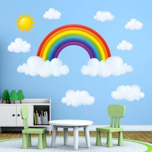 DECOWALL SG2-1713 Stickers Muraux Arc en ciel Nuages et Autocollants Muraux Mural Stickers Chambre Enfants Garderie Salon wall adhsif maison dcalcomanies (FR DECOWALL, neuf)