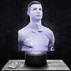 Lampephoto.fr - Lampe 3D C. Ronaldo Portugal Joueur de Foot, Sport, Idée Cadeau Fan de Foot, Veilleuse Tactile Led Illusion, Effet Hologramme 3D, Cadeau Noël Anniversaire Garçon Fille TOP (CS LASER, neuf)