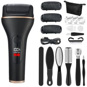 TAVADA Rapeuse Pieds Electrique,Ponceuse Pied,Râpe Electrique pour Callosités avec 2 Vitesses,3 Rouleaux,Étanche,19 Pieces Rape Ponceuse Pieds avec Lampe de Travail,Rechargeable (HADALA YYDS Kft., neuf)