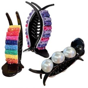 ERINGOGO 3 pi&egrave;ces Lot de Pinces &agrave; Cheveux D&eacute;licates pour Femmes et Filles Accessoires Coiffure R&eacute;sistants et &Eacute;l&eacute;gants Pinces Griffes pour Cheveux Fins et Coiffures Chignon (Jehmal, neuf)