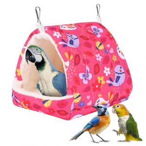 Lit d'oiseau pour cage d'hiver chaud avec crochet de suspension - Accessoires de cage pour petits oiseaux, perruches, calopsittes, calopsittes, conures, hamster (rouge, M) (Fnaobai, neuf)