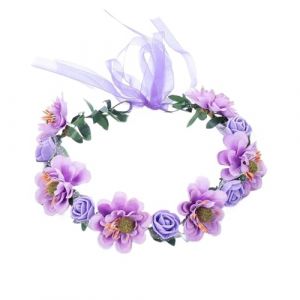 Couronne de Fleurs Couronne de fleurs, bandeaux, accessoires mariage, couronne florale for fille, guirlande roses, diad&egrave;me mari&eacute;e(Purple) (huxiaohong666, neuf)