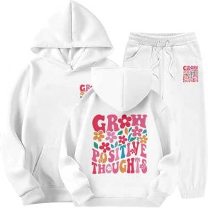 Generisch Surv&ecirc;tement pour enfant fille - Ensemble de jogging d'hiver pour fille - Surv&ecirc;tement en polaire avec imprim&eacute; &eacute;l&eacute;gant - Sweat &agrave; capuche - Jogging chaud, Blanc., 8-9 ans (ChangtaiITL, neuf)