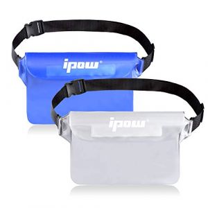 IPOW 2PCS Pochette &Eacute;tanche &agrave; Ceinture Certifi&eacute;e IPX8 Sangle Ajustable 3 Zipper Plastique Housse &agrave; Ceinture/Etui Imperm&eacute;able/Sac pour Nautique,P&ecirc;che,Kayak,Baignade,Protection T&eacute;l&eacute;phone/Argents/Cartes (TechAIBO, neuf)