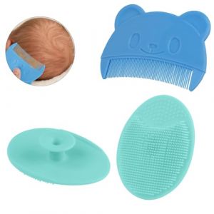 Aolso Peigne &agrave; Cheveux pour B&eacute;b&eacute;, 2pcs Peigne pour B&eacute;b&eacute;, Arc de Forme Brosse &agrave; Cheveux, Brosse de bain pour b&eacute;b&eacute;, brosse de t&ecirc;te de berceau pour b&eacute;b&eacute;, brosse de massage en silicone pour B&eacute;b&eacute;, Enfant (YIJIABAI, neuf)