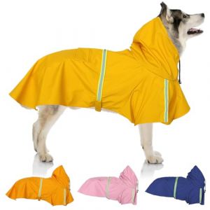 SilverChry Imperm&eacute;able Chien Grande Taille, Veste Imperm&eacute;able pour Chien, Etanche et Coupe-Vent Manteaux Imperm&eacute;ables pour Chiens, Chiot Poncho de Pluie avec Bandes R&eacute;fl&eacute;chissantes (Jaune, 4XL) (ZHSHE, neuf)