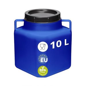 Garronda 10 Liter Récupérateur d'eau de Pluie Carré BPA-Free avec Couvercle Réservoir pour Choucroute et Salaison GD-0088, Bleu (Hisert, neuf)