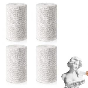 YUVKIN Kit de Bandes de Pl&acirc;tre, 4 Pi&egrave;ces, S&eacute;chage Rapide, Bandes Pl&acirc;tr&eacute;es en Tissu, Pl&acirc;tre pour Moulage, Kit Moulage Ventre Femme Enceinte, Moulage Pl&acirc;tre Enfant (7,5 x 460 cm) (HerEdit, neuf)
