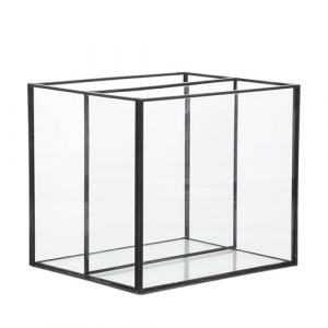 Beaupretty Plateau de Rangement Cosm&eacute;tique en Verre Barres en Laiton Noir, Bo&icirc;te Compartiment&eacute;e &agrave; 2 Cases, Organisateur pour Bijoux et Cosm&eacute;tiques, pour Coiffeuse et Bureau, 1 Pi&egrave;ce (kiLIHK, neuf)