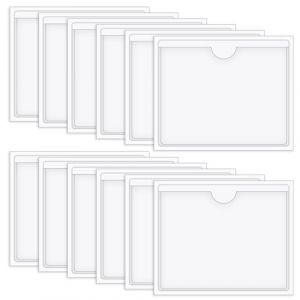 Vicloon Pochettes Adhésive Transparente, 12Pcs Pochette Autocollante, Poches pour Cartes de Visite Autocollantes Ouvertes Sur Le Côté pour Permis de Stationnement Carte de Visite Permis de Conduire (BEST-SELLER5, neuf)