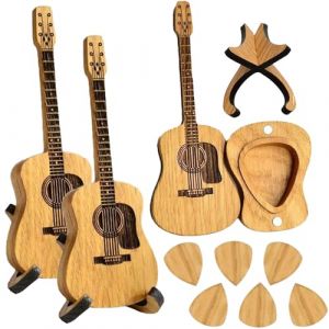 Médiators, Médiators pour Guitare, Médiators de Guitare, Plectre pour Guitare Acoustique, Boîte à Médiators en Bois, Boîte de Médiators de Guitare Acoustique, Médiators Guitare Acoustique avec Support (ZonQ, neuf)