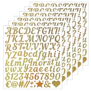 JOOTUEPO 6 Feuilles Stickers Lettres Dorées, Stickers Numéros de Lettres Pailletées, Lettres Adhésives en Vinyle, lettres adhésives DIY pour porte, boîte aux lettres, Scrapbooking, Artisanat (Jootuepo, neuf)
