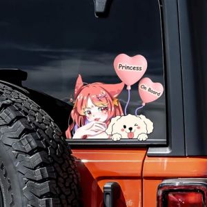 Nouiroy Autocollant double face motif princesse &agrave; bord pour voitures - Autocollant en vinyle pour voiture - Autocollant de s&eacute;curit&eacute; pour b&eacute;b&eacute; (renard princesse) (CHANGCHEN, neuf)