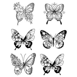 ARYU 4 Feuilles Herbal Papillon Tatouage Mat Beau Et Femme Herbal Semi-Permanent AdhéSif Bras Simulation Non RéFléChissant (XCTT, neuf)