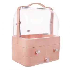 TOVINANNA Boîte De Rangement Cosmétique Transparente Avec Amovibles Organisateur De Maquillage De Bureau Grand Modèle Rose Anti-poussière Et Pratique Pour Maison Voyages (Qieiyi, neuf)