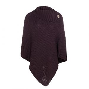 Knit Factory - Nicky Poncho Tricot&eacute; - Cape Femme - Poncho Femme - Poncho pour l&rsquo;Automne et l&rsquo;Hiver - Poncho en Laine et Acrylique - avec col &eacute;charpe - Aubergine - Taille Unique (Knit Factory, neuf)