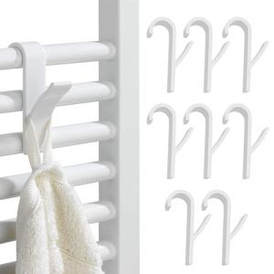 EJRUP 8 Pcs Crochet Radiateur Rond,Crochet Seche Serviette pour Radiateurs Plastique, Crochet Radiateur Seche Serviette,Pat&egrave;res Radiateur de Salle de Bain,Tous Les Radiateurs Standards(Blanc) (Anilalowbility, neuf)