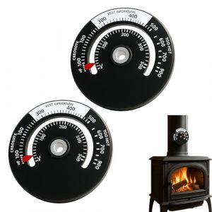 Lot De 2 Thermom&egrave;tre Poele &Agrave; Bois Magn&eacute;tique Pour Tuyau De Po&ecirc;le 100&ndash;900&deg;F 50&ndash;500&deg;C Cadran Lisible Pour Po&ecirc;le &Agrave; Bois Et Po&ecirc;le &Agrave; Granul&eacute;s Jauge De Temp&eacute;rature Chemin&eacute;e Contr&ocirc;le De Combustion Efficace (MJ2025888, neuf)