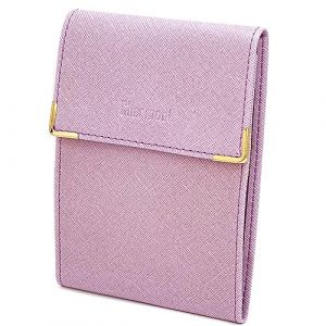 Charmoni - &eacute;tui Pochette Porte ch&eacute;quier Longue Pliant - Talon &agrave; Gauche - 3 emplacements Carte bancaire - 3 Plis - Compact - en Cuir Vachette - 10,5 cm X 14,5 cm (ZSF Violet) (Charmoni, neuf)