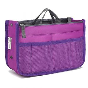 YUEMING Organisateur de Sacs &agrave; Main, Femmes Sac de Rangement Int&eacute;rieur Bag avec 13 Poches Grand Extensible Bourse avec Fermeture Eclair et Poign&eacute;e pour Documents T&eacute;l&eacute;phone Cosm&eacute;tiques et Cl&eacute;s,Violet (YUEMING, neuf)