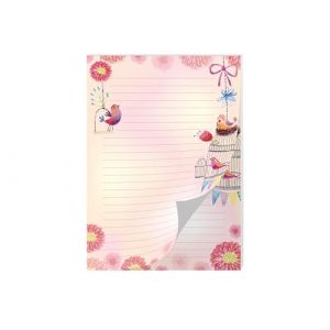 Bloc de papier à lettre pour garçons et filles - Motif oiseaux et fleurs (1 bloc A4 de 25 feuilles) (JUNAPACK, neuf)