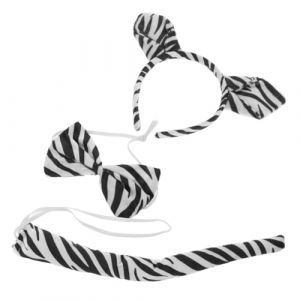 DEARMAMY 1 Ensemble Coiffe d'oreille Zèbre Costume De Bandeau d'animaux Oreilles De Zèbre Déguisement d'oreilles d'animaux Costume De Zèbre Arc Bandeau Animal Costume De Singe Chiffon (Telinei, neuf)