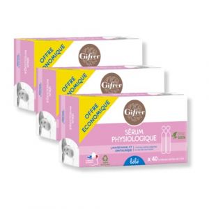 PACK 3 Gifrer Sérum Physiologique 40x5ml – Lavage Nasal, Oculaire et Soin des Petites Plaies – Pour Nourrissons, Enfants et Adultes – Sans Conservateur – Fabriqué en France (Parapharma Drive, neuf)