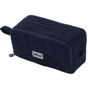 VICDUEKG Trousse Scolaire, Trousse &agrave; Crayons en Velours C&ocirc;Tel&eacute;, Trousse Scolaire avec 3 Compartiments, Grande Trousse De Papeterie pour Les &eacute;coles et Les Bureaux, Bleu Fonc&eacute; (TCOPViktor, neuf)