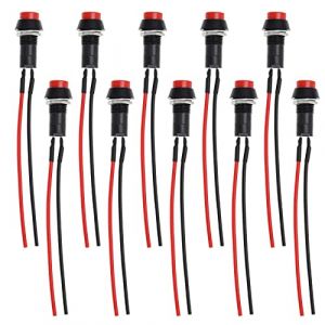 Create idea 10pcs Interrupteur à Bouton-Poussoir Momentané Interrupteur à Klaxon Filaire Rond avec Fil Pré-soudé 12-24V 10cm pour Voiture Bateau Véhicule Klaxon Bouton Interrupteur d'alimentation PC (Create Idea, neuf)