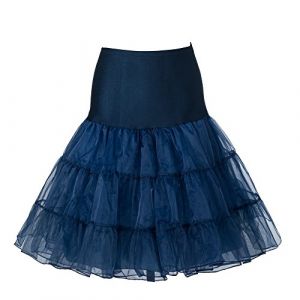 Boolavard Jupon Femme Style année 50 Jupon Rockabilly Jupe Tutu Vintage (FR/ES, Alpha/Lettres, XS, Moyen, Taille Normale, Taille Normale, Bleu Marin) (Boolavard, neuf)