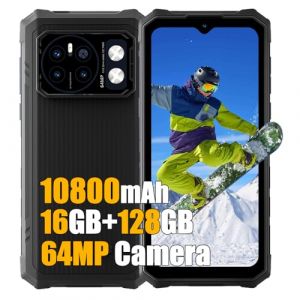 HOTWAV Cyber 13 Telephone Portable Incassable 2025, 16Go+128Go+1TB TF Android 14 T&eacute;l&eacute;phone D&eacute;bloqu&eacute;, 10800mAh, 64MP+16MP, 6.6" HD+ Smartphone Incassable Etanche, Dual 4G, 5G WiFi, GPS, NFC, OTG, FM (HW SMARTPHONES, neuf)