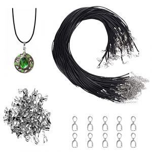 MIPIACE Cordon Collier pour Pendentif 60 Pi&egrave;ces Collier de Cire pour DIY Fabrication de Bijoux Accessoires Noir Cir&eacute; Colliers Cordon Pendentif Cordons 1.5mm (XUR-EU, neuf)