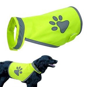 Gilet de sécurité réfléchissant pour chien, vêtements haute visibilité, harnais de sécurité pour chiens de petite et grande taille, veste pour extérieur, randonnée, promenade (jaune) (XL) (beizhanwin, neuf)