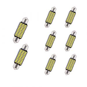 YOUNLEN 8pc Ampoule LED voiture,Canbus sans erreur,39mm,12V,6500K,600LM,33MSD-3014 Chipsets ampoules LED,CW5 voiture, lumières intérieures de dôme de carte,ampoule plaque immatriculation,Blanc (YOUNLEN Store, neuf)