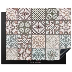 KitchenYeah© Protege Plaque Tapis Pour Induction 65x52 cm Décoration Cuisine Protection Vitrocéramique Pour Cuisiniere Mosaïque - Marron - Motif - Carreau - 65x52 cm (KitchenYeah, neuf)